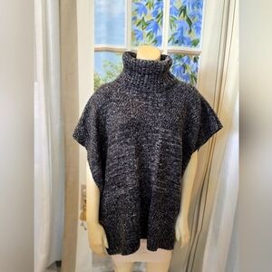 NWT $68 Apt. 9 One Size Gray, Pull-Over, Turtleneck, Open Sides, Poncho Sweater